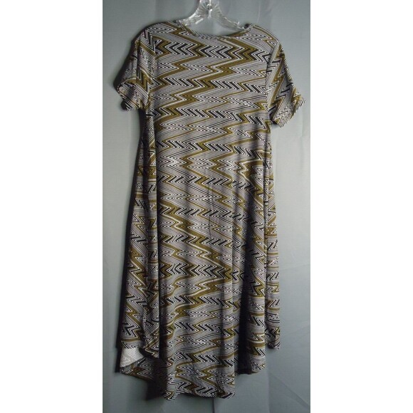 LuLaRoe Simply Comfortable W/Chest Pocket Black/Gold/White Zig Zag Size Small - Picture 9 of 9